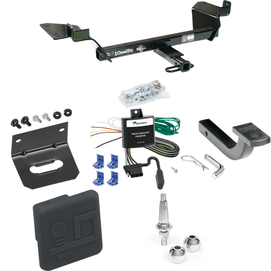 Fits 1998-2002 Oldsmobile Intrigue Trailer Hitch Tow PKG w/ 4-Flat Wiring Harness + Draw-Bar + Interchangeable 1-7/8" & 2" Balls + Wiring Bracket + Hitch Cover By Draw-Tite