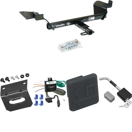 Fits 1998-2002 Oldsmobile Intrigue Trailer Hitch Tow PKG w/ 4-Flat Wiring Harness + Hitch Cover + Hitch Lock By Draw-Tite