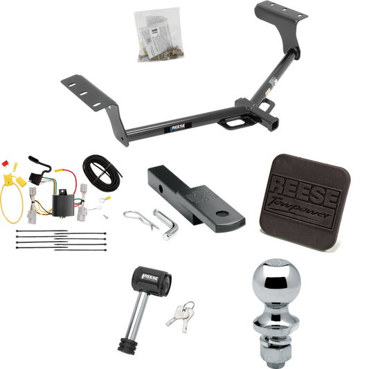 Fits 2006-2012 Toyota RAV4 Trailer Hitch Tow PKG w/ 4-Flat Wiring Harness + Draw-Bar + 1-7/8" Ball + Hitch Cover + Hitch Lock By Reese Towpower