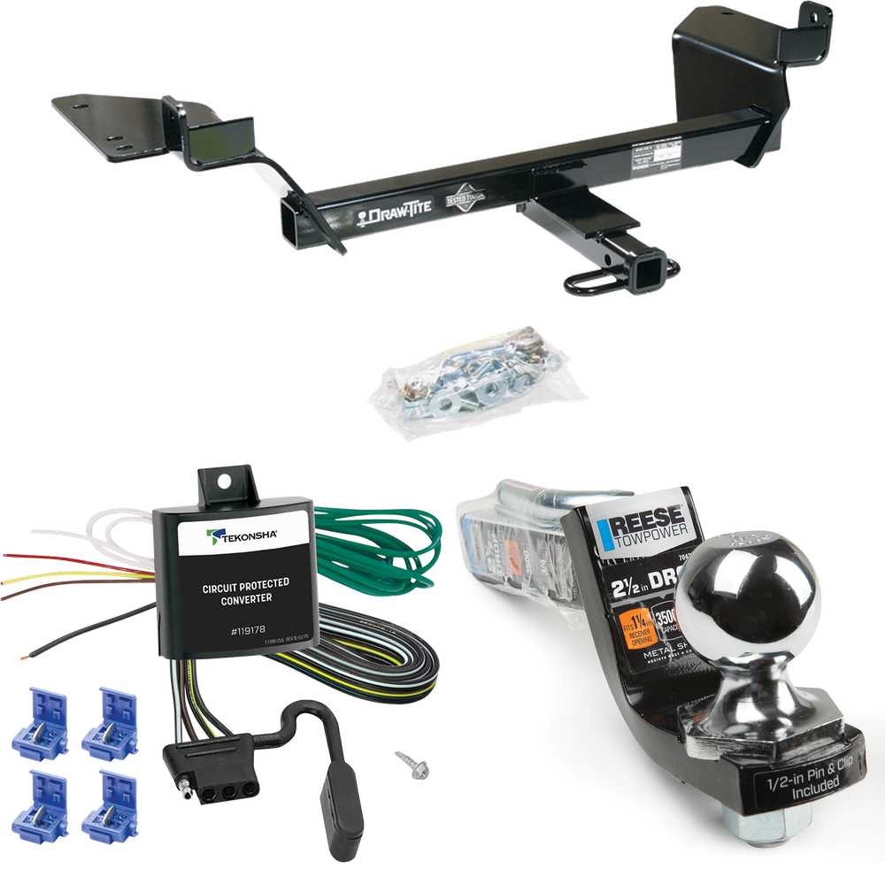 Se adapta al paquete de remolque con enganche para remolque Oldsmobile Intrigue 1998-2002 con arnés de cableado de 4 planos + kit de inicio de enclavamiento con bola de 2" Caída de 2-1/2" Elevación de 2" de Draw-Tite