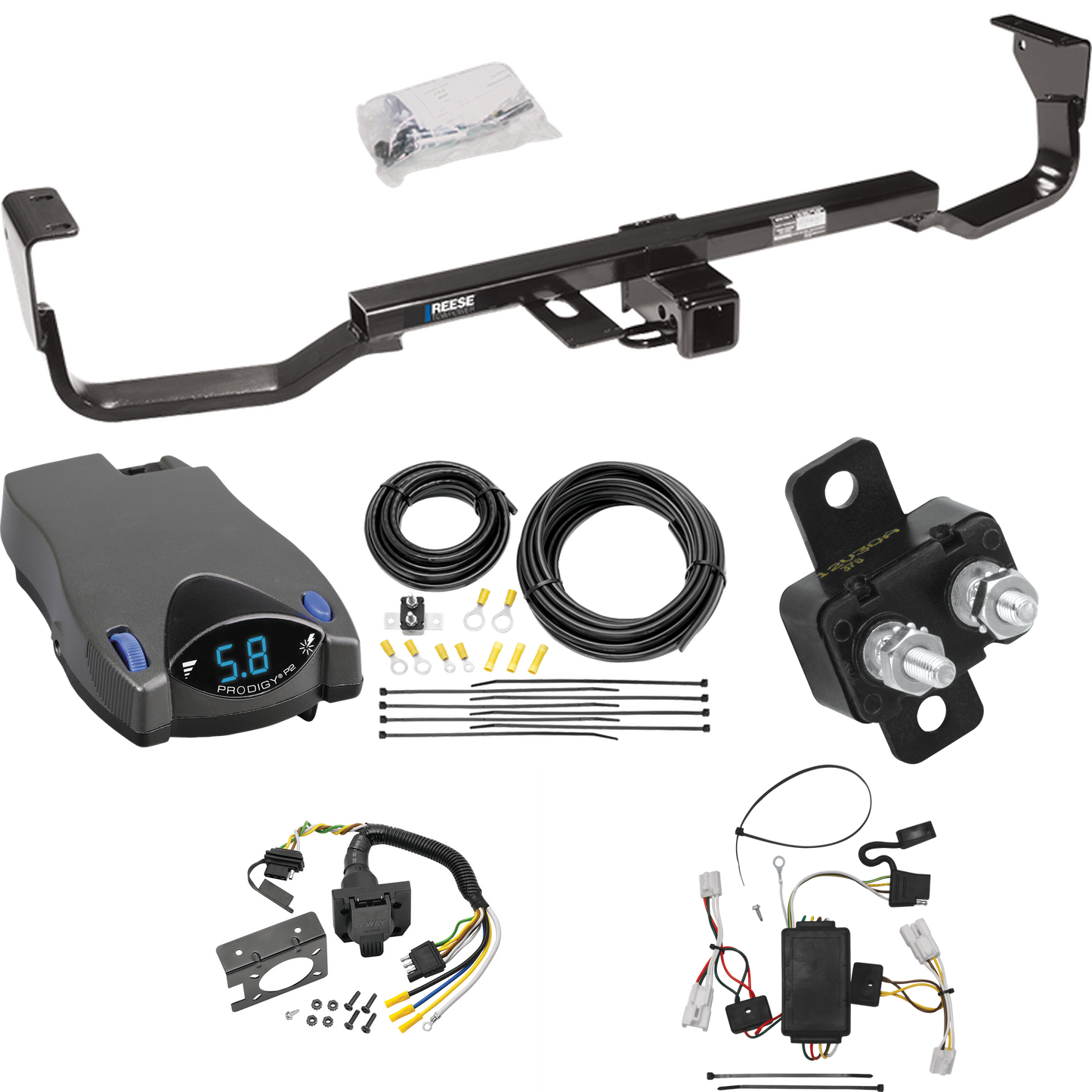 Fits 2007-2009 Hyundai Santa Fe Trailer Hitch Tow PKG w/ Tekonsha Prodigy P2 Brake Control + 7-Way RV Wiring By Reese Towpower