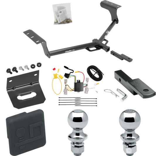 Fits 2006-2012 Toyota RAV4 Trailer Hitch Tow PKG w/ 4-Flat Wiring Harness + Draw-Bar + 1-7/8" + 2" Ball + Wiring Bracket + Hitch Cover By Draw-Tite