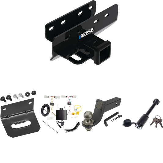 Fits 2021-2023 Ford Bronco Trailer Hitch Tow PKG w/ 4-Flat Wiring + Interlock Tactical Starter Kit w/ 3-1/4" Drop & 2" Ball + Tactical Dogbone Lock + Wiring Bracket (For w/LED Taillights, Except Models w/OEM Hitch Models) By Reese Towpower