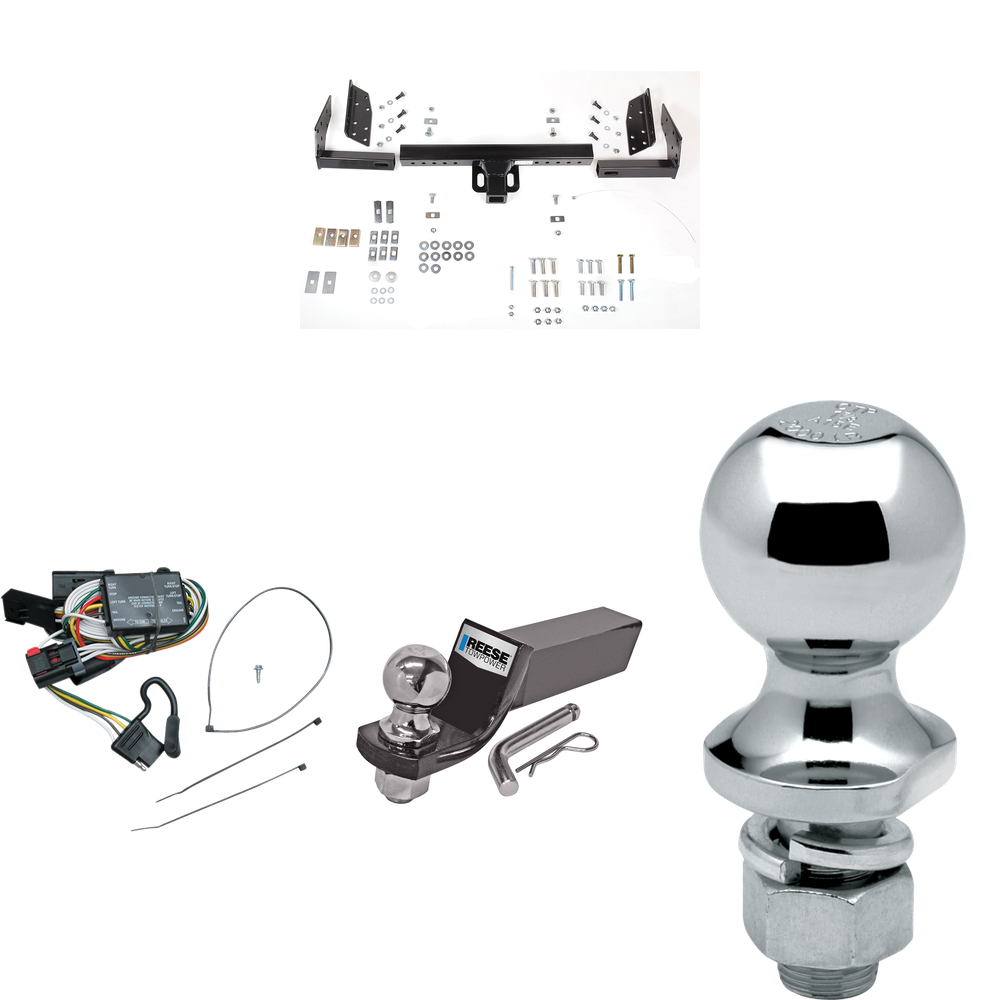 Fits 1996-2000 Plymouth Voyager Trailer Hitch Tow PKG w/ 4-Flat Wiring + Starter Kit Ball Mount w/ 2" Drop & 2" Ball + 1-7/8" Ball By Reese Towpower