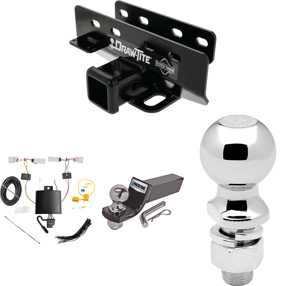 Fits 2021-2023 Ford Bronco Trailer Hitch Tow PKG w/ 4-Flat Wiring + Starter Kit Ball Mount w/ 2" Drop & 2" Ball + 2-5/16" Ball (For w/LED Taillights, Except Models w/OEM Hitch Models) By Draw-Tite