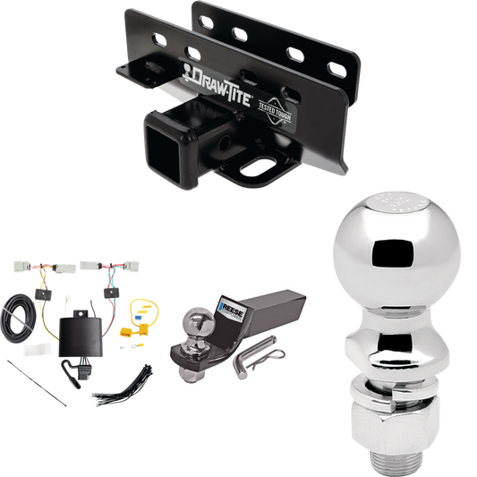 Fits 2021-2023 Ford Bronco Trailer Hitch Tow PKG w/ 4-Flat Wiring + Starter Kit Ball Mount w/ 2" Drop & 2" Ball + 2-5/16" Ball (For w/LED Taillights, Except Models w/OEM Hitch Models) By Draw-Tite