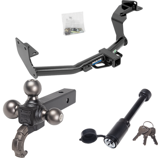 Fits 2016-2020 KIA Sorento Trailer Hitch Tow PKG + Triple Ball Tactical Ball Mount 1-7/8" & 2" & 2-5/16" Balls w/ Tow Hook + Tactical Dogbone Lock (For w/I4 Engine Models) By Reese Towpower