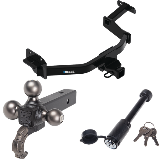 Fits 2021-2022 KIA Sorento Trailer Hitch Tow PKG + Triple Ball Tactical Ball Mount 1-7/8" & 2" & 2-5/16" Balls w/ Tow Hook + Tactical Dogbone Lock By Reese Towpower