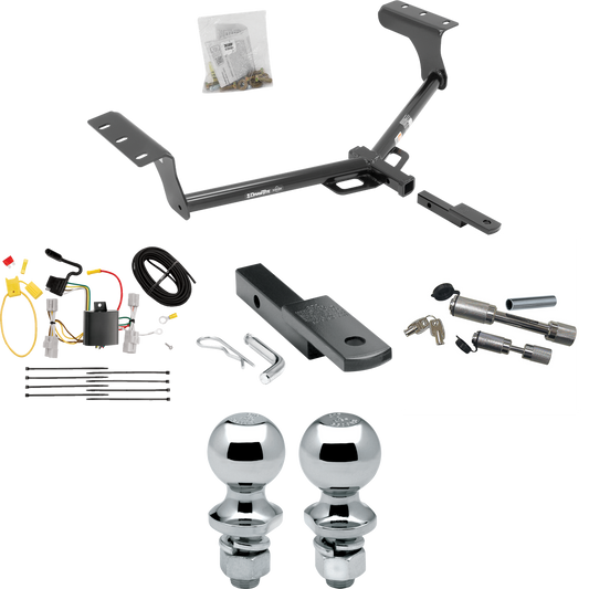 Se adapta al paquete de remolque con enganche para remolque Toyota RAV4 2006-2012 con arnés de cableado de 4 planos + barra de tracción + bola de 1-7/8" + 2" + enganche doble y cerraduras de acoplador de Draw-Tite