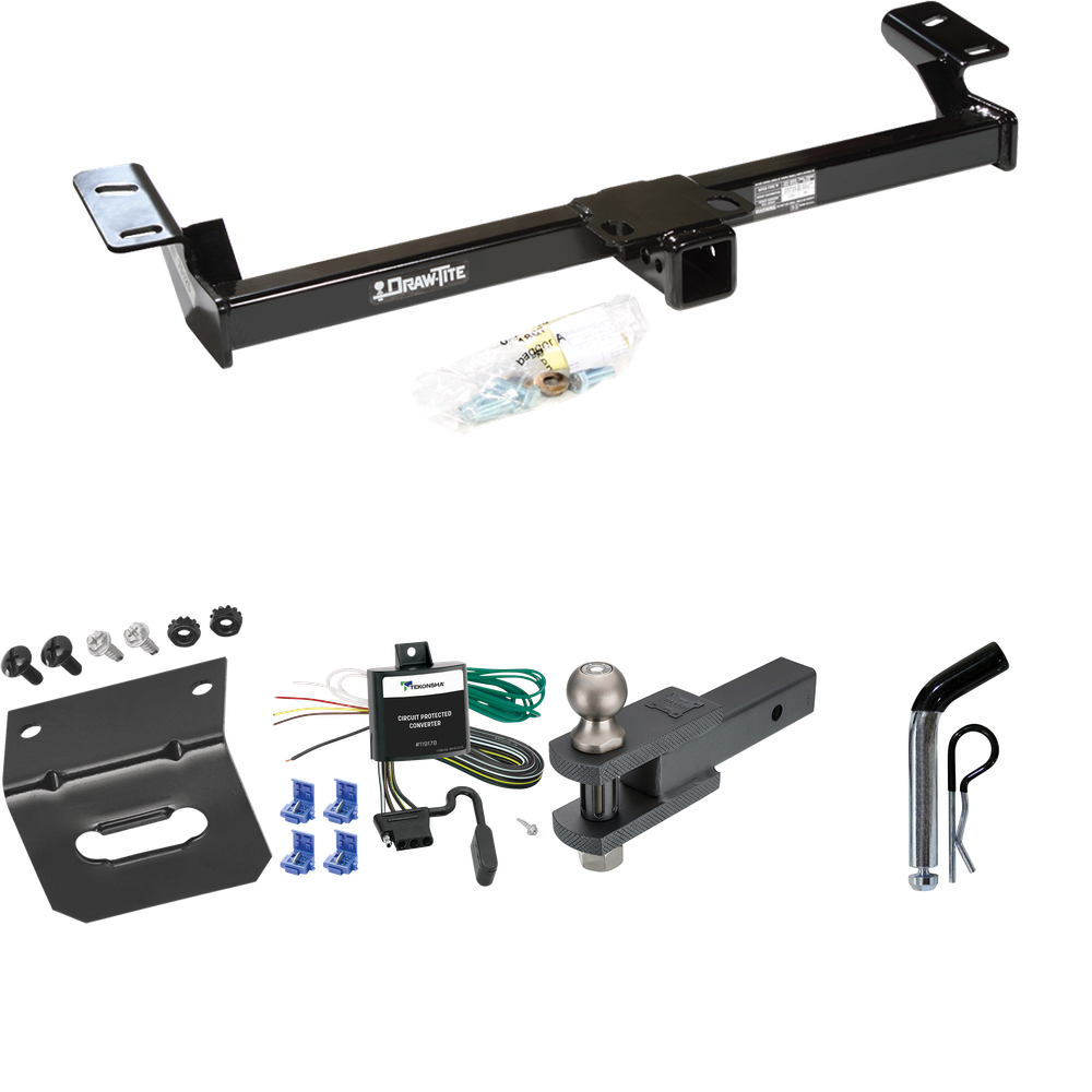 Fits 1996-2000 Toyota RAV4 Trailer Hitch Tow PKG w/ 4-Flat Wiring Harness + Clevis Hitch Ball Mount w/ 2" Ball + Pin/Clip + Wiring Bracket By Draw-Tite