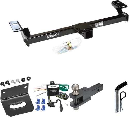 Fits 1996-2000 Toyota RAV4 Trailer Hitch Tow PKG w/ 4-Flat Wiring Harness + Clevis Hitch Ball Mount w/ 2" Ball + Pin/Clip + Wiring Bracket By Draw-Tite