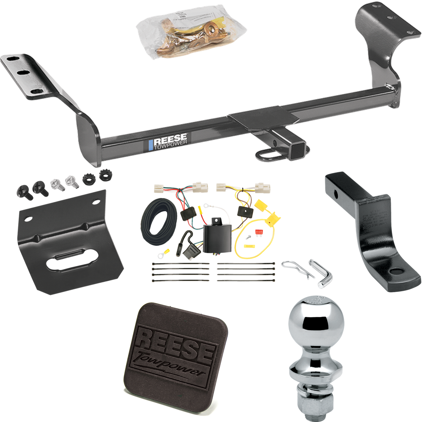 Fits 2009-2010 Pontiac Vibe Trailer Hitch Tow PKG w/ 4-Flat Wiring Harness + Draw-Bar + 1-7/8" Ball + Wiring Bracket + Hitch Cover (Excludes: GT Models) By Reese Towpower