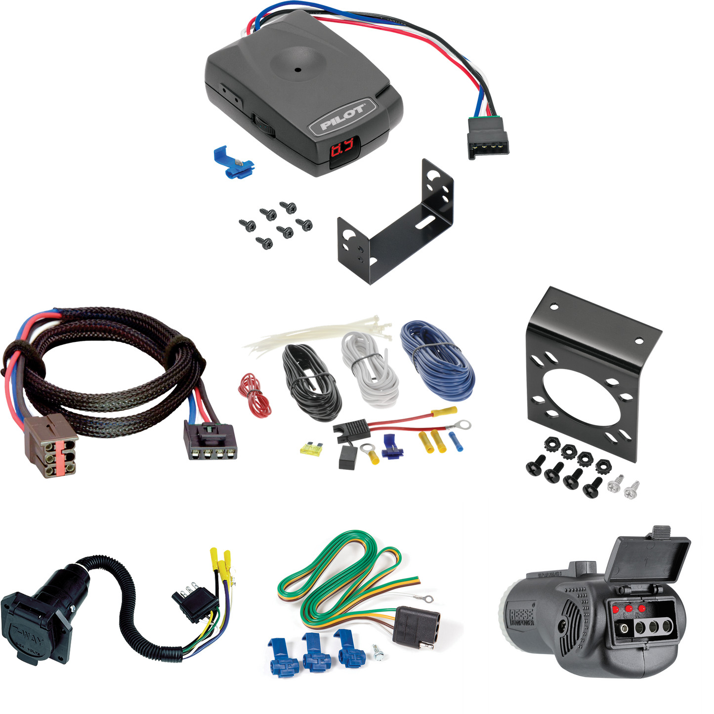 Fits 2005-2005 Lincoln Aviator 7-Way RV Wiring + Pro Series Pilot Brake Control + Plug & Play BC Adapter + 2 in 1 Tester & 7-Way to 4-Way Adapter By Reese Towpower