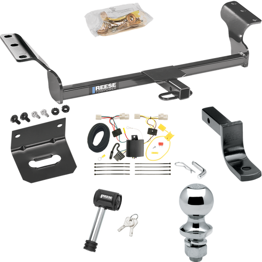 Se adapta al paquete de enganche de remolque Toyota Matrix 2009-2013 con arnés de cableado de 4 planos + barra de tracción + bola de 1-7/8" + soporte de cableado + bloqueo de enganche de Reese Towpower