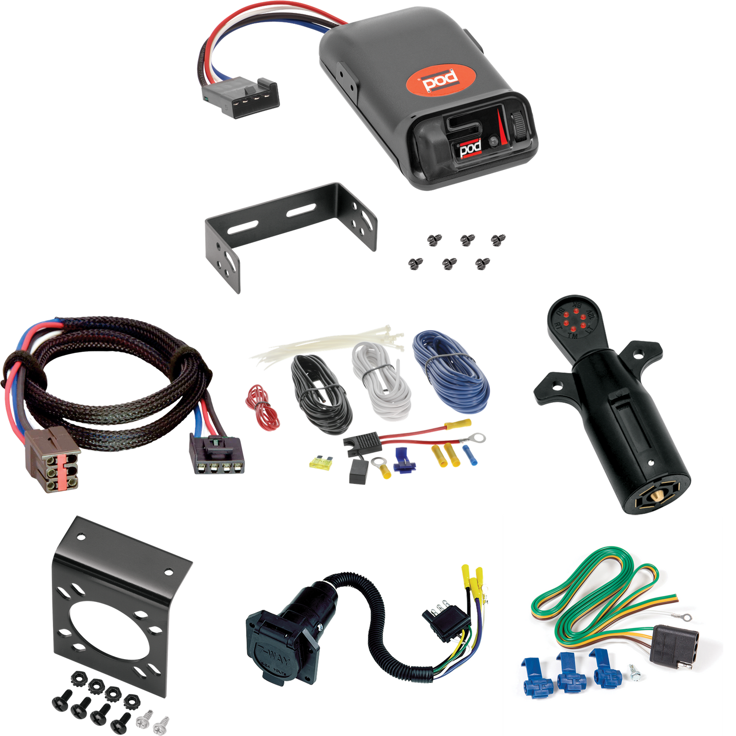 Fits 1992-1996 Ford Bronco 7-Way RV Wiring + Pro Series POD Brake Control + Plug & Play BC Adapter + 7-Way Tester By Reese Towpower