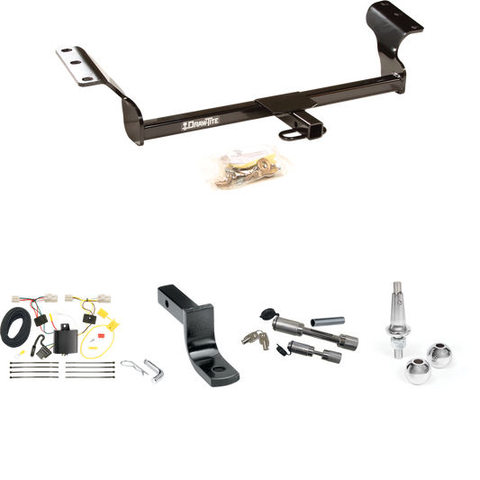 Fits 2009-2010 Pontiac Vibe Trailer Hitch Tow PKG w/ 4-Flat Wiring Harness + Draw-Bar + Interchangeable 1-7/8" & 2" Balls + Dual Hitch & Coupler Locks (Excludes: GT Models) By Draw-Tite