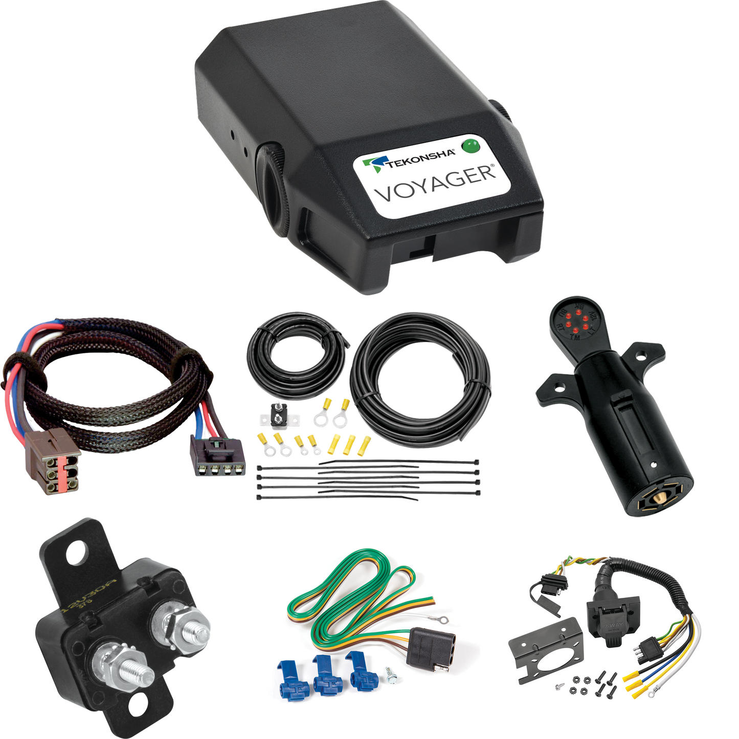 Fits 1992-1996 Ford Bronco 7-Way RV Wiring + Tekonsha Voyager Brake Control + Plug & Play BC Adapter + 7-Way Tester By Reese Towpower