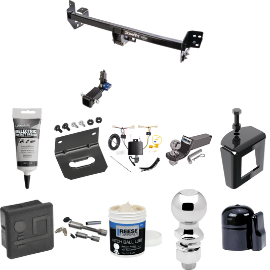 Fits 2019-2023 Toyota RAV4 Trailer Hitch Tow PKG w/ 4-Flat Wiring + Starter Kit Ball Mount w/ 2" Drop & 2" Ball + 2-5/16" Ball + Wiring Bracket + Dual Hitch & Coupler Locks + Hitch Cover + Wiring Tester + Ball Lube +Electric Grease + Ball Wrench + An