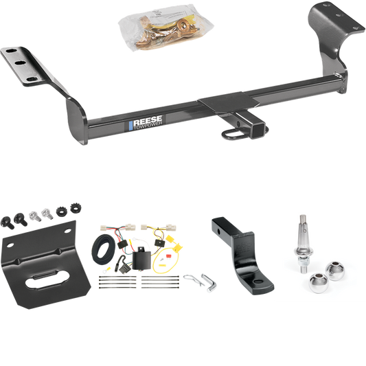 Se adapta al paquete de enganche de remolque Toyota Matrix 2009-2013 con arnés de cableado plano de 4 + barra de tracción + bolas intercambiables de 1-7/8" y 2" + soporte de cableado de Reese Towpower