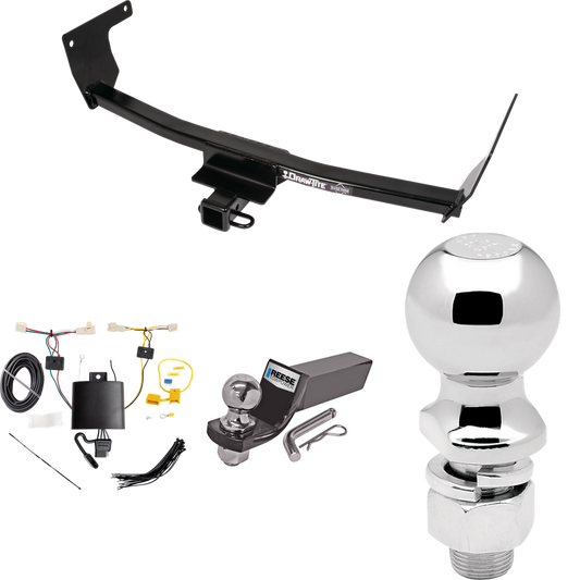 Fits 2019-2023 Toyota RAV4 Trailer Hitch Tow PKG w/ 4-Flat Wiring + Starter Kit Ball Mount w/ 2" Drop & 2" Ball + 2-5/16" Ball By Draw-Tite