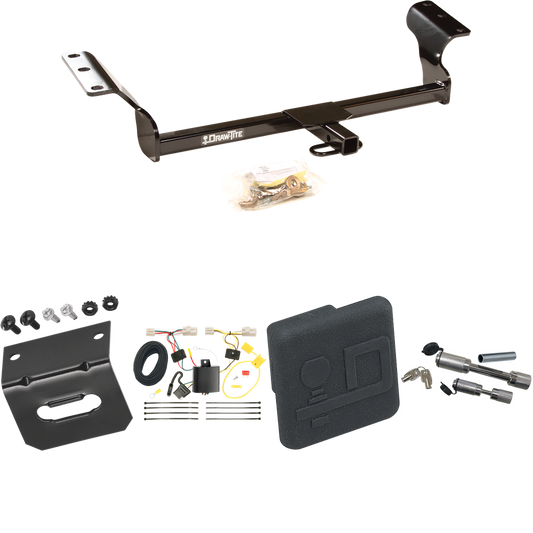 Fits 2009-2010 Pontiac Vibe Trailer Hitch Tow PKG w/ 4-Flat Wiring Harness + Hitch Cover + Dual Hitch & Coupler Locks (Excludes: GT Models) By Draw-Tite