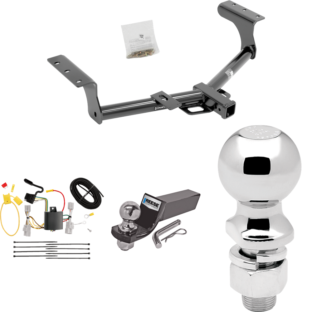 Fits 2006-2012 Toyota RAV4 Trailer Hitch Tow PKG w/ 4-Flat Wiring + Starter Kit Ball Mount w/ 2" Drop & 2" Ball + 2-5/16" Ball By Draw-Tite