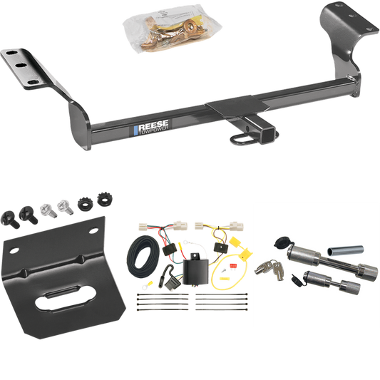 Fits 2009-2013 Toyota Matrix Trailer Hitch Tow PKG w/ 4-Flat Wiring Harness + Wiring Bracket + Dual Hitch & Coupler Locks By Reese Towpower