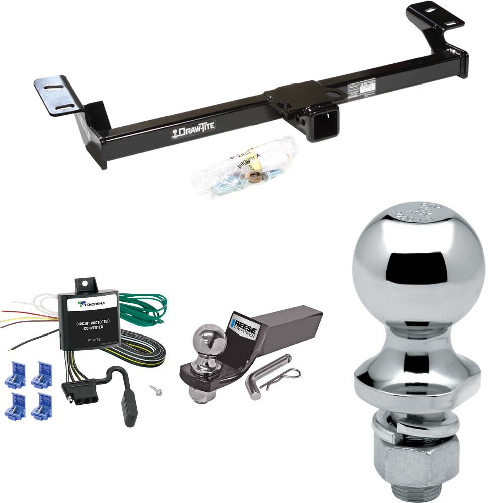 Fits 1996-2000 Toyota RAV4 Trailer Hitch Tow PKG w/ 4-Flat Wiring + Starter Kit Ball Mount w/ 2" Drop & 2" Ball + 1-7/8" Ball By Draw-Tite