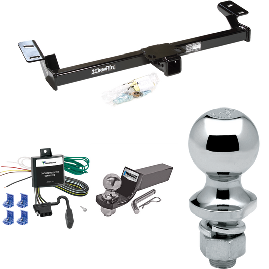 Fits 1996-2000 Toyota RAV4 Trailer Hitch Tow PKG w/ 4-Flat Wiring + Starter Kit Ball Mount w/ 2" Drop & 2" Ball + 1-7/8" Ball By Draw-Tite