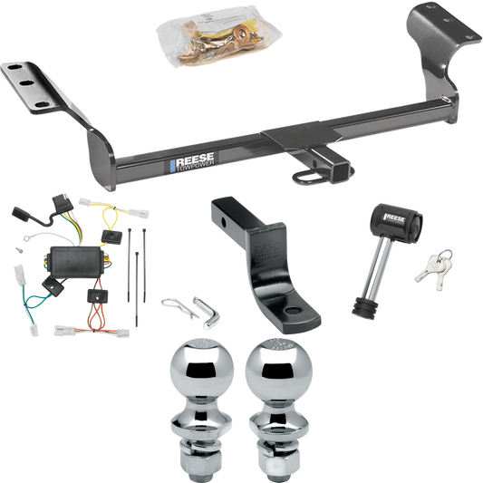 Fits 2003-2008 Pontiac Vibe Trailer Hitch Tow PKG w/ 4-Flat Wiring Harness + Draw-Bar + 1-7/8" + 2" Ball + Hitch Lock By Reese Towpower