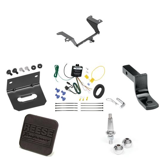 Fits 2015-2019 Hyundai Sonata Trailer Hitch Tow PKG w/ 4-Flat Wiring Harness + Draw-Bar + Interchangeable 1-7/8" & 2" Balls + Wiring Bracket + Hitch Cover (Excludes: Hybrid Models) By Reese Towpower