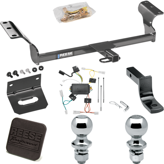 Fits 2003-2008 Pontiac Vibe Trailer Hitch Tow PKG w/ 4-Flat Wiring Harness + Draw-Bar + 1-7/8" + 2" Ball + Wiring Bracket + Hitch Cover By Reese Towpower