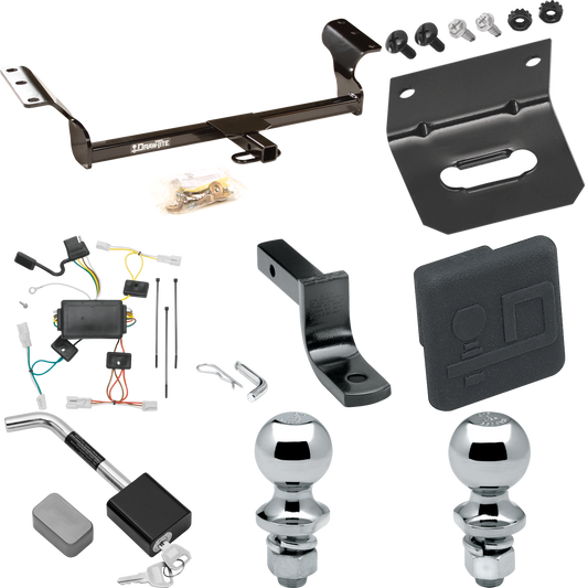 Fits 2003-2008 Pontiac Vibe Trailer Hitch Tow PKG w/ 4-Flat Wiring Harness + Draw-Bar + 1-7/8" + 2" Ball + Wiring Bracket + Hitch Cover + Hitch Lock By Draw-Tite