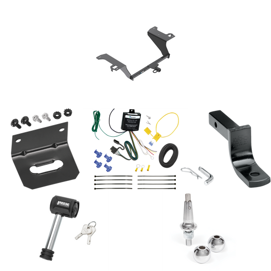 Fits 2015-2019 Hyundai Sonata Trailer Hitch Tow PKG w/ 4-Flat Wiring Harness + Draw-Bar + Interchangeable 1-7/8" & 2" Balls + Wiring Bracket + Hitch Lock (Excludes: Hybrid Models) By Reese Towpower