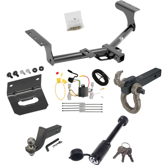 Fits 2006-2012 Toyota RAV4 Trailer Hitch Tow PKG w/ 4-Flat Wiring + Interlock Tactical Starter Kit w/ 3-1/4" Drop & 2" Ball + Tactical Hook & Shackle Mount + Tactical Dogbone Lock + Wiring Bracket By Draw-Tite