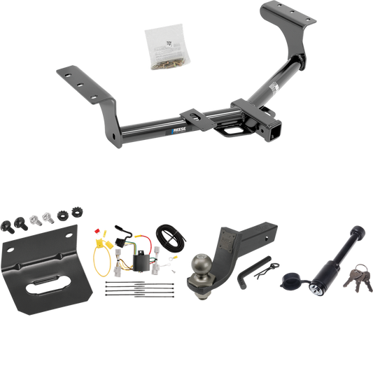 Fits 2006-2012 Toyota RAV4 Trailer Hitch Tow PKG w/ 4-Flat Wiring + Interlock Tactical Starter Kit w/ 3-1/4" Drop & 2" Ball + Tactical Dogbone Lock + Wiring Bracket By Reese Towpower