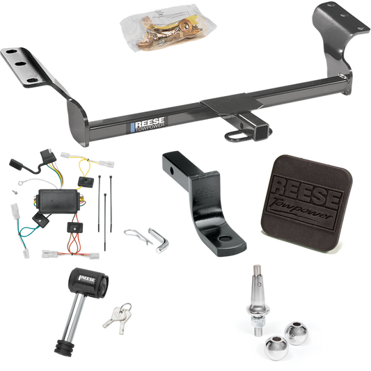 Fits 2003-2008 Pontiac Vibe Trailer Hitch Tow PKG w/ 4-Flat Wiring Harness + Draw-Bar + Interchangeable 1-7/8" & 2" Balls + Hitch Cover + Hitch Lock By Reese Towpower