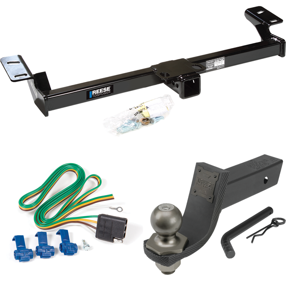 Fits 1996-2000 Toyota RAV4 Trailer Hitch Tow PKG w/ 4-Flat Wiring + Interlock Tactical Starter Kit w/ 3-1/4" Drop & 2" Ball By Reese Towpower