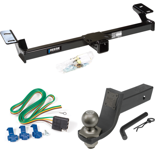 Fits 1996-2000 Toyota RAV4 Trailer Hitch Tow PKG w/ 4-Flat Wiring + Interlock Tactical Starter Kit w/ 3-1/4" Drop & 2" Ball By Reese Towpower