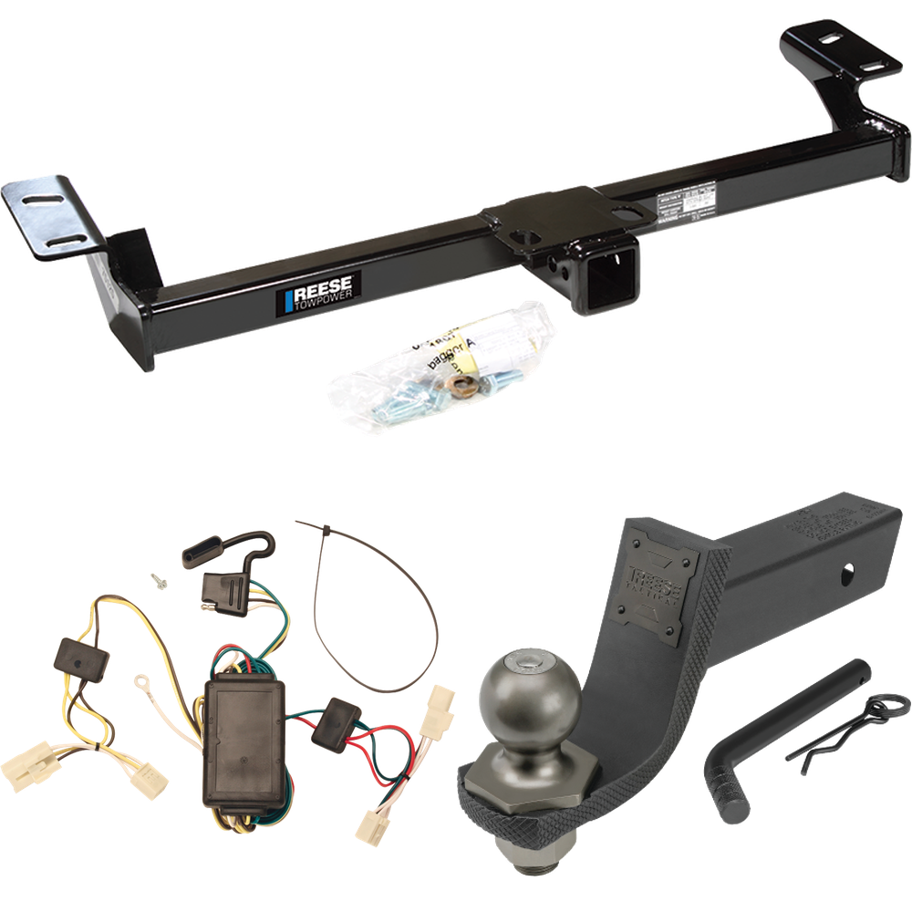 Fits 2001-2005 Toyota RAV4 Trailer Hitch Tow PKG w/ 4-Flat Wiring + Interlock Tactical Starter Kit w/ 3-1/4" Drop & 2" Ball By Reese Towpower