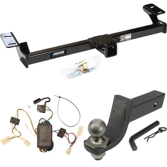 Fits 2001-2005 Toyota RAV4 Trailer Hitch Tow PKG w/ 4-Flat Wiring + Interlock Tactical Starter Kit w/ 3-1/4" Drop & 2" Ball By Reese Towpower