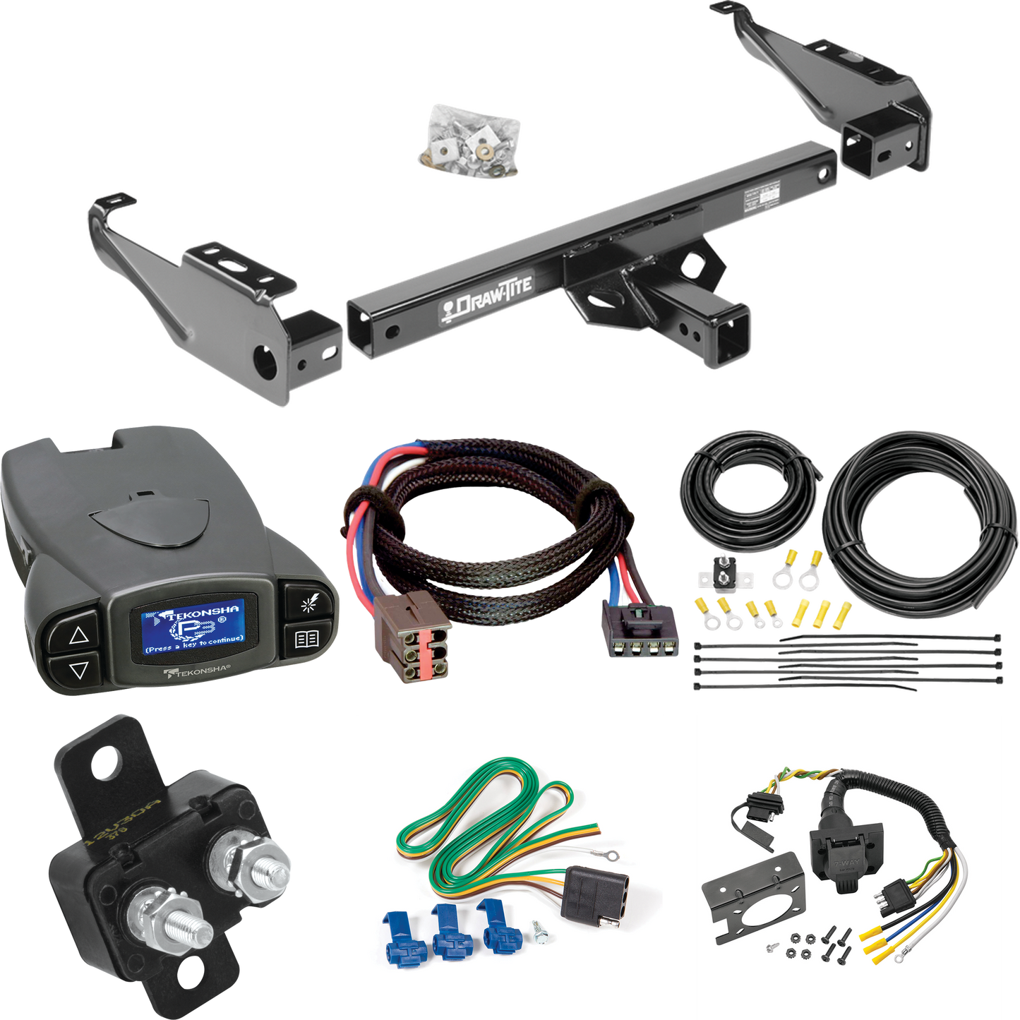 Se adapta al paquete de enganche de remolque Ford Bronco 1994-1996 con control de freno Tekonsha Prodigy P3 + adaptador BC Plug &amp; Play + cableado RV de 7 vías de Draw-Tite