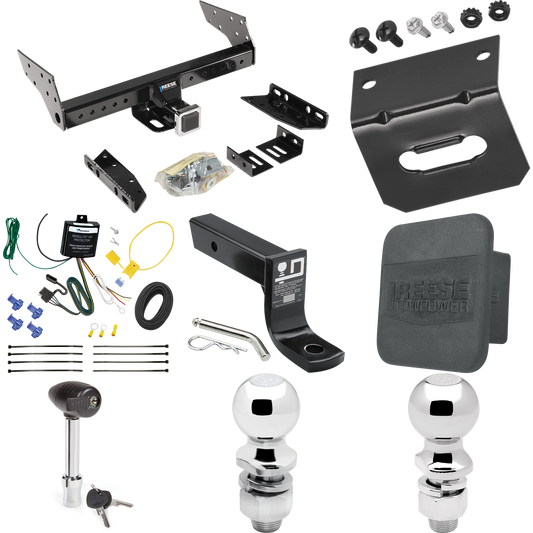 Fits 2004-2004 Ford Escape Trailer Hitch Tow PKG w/ 4-Flat Wiring + Ball Mount w/ 4" Drop + 2" Ball + 2-5/16" Ball + Wiring Bracket + Hitch Lock + Hitch Cover By Reese Towpower