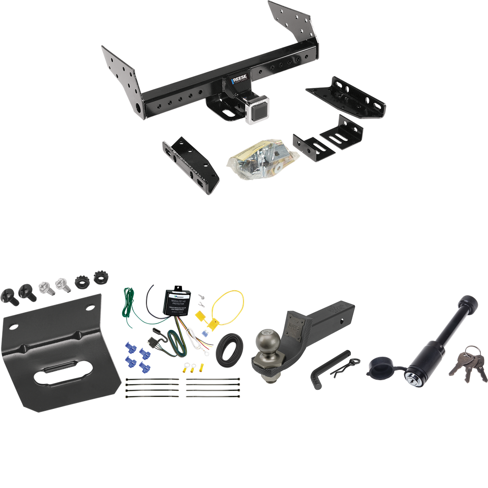 Fits 2004-2004 Ford Escape Trailer Hitch Tow PKG w/ 4-Flat Wiring + Interlock Tactical Starter Kit w/ 2" Drop & 2" Ball + Tactical Dogbone Lock + Wiring Bracket By Reese Towpower