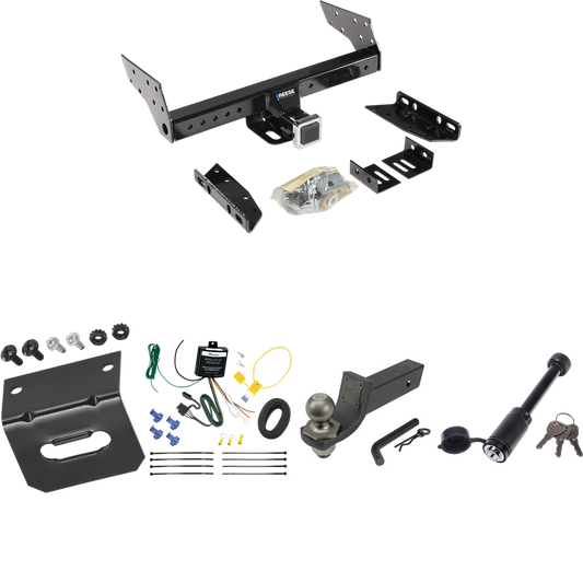 Fits 2004-2004 Ford Escape Trailer Hitch Tow PKG w/ 4-Flat Wiring + Interlock Tactical Starter Kit w/ 2" Drop & 2" Ball + Tactical Dogbone Lock + Wiring Bracket By Reese Towpower