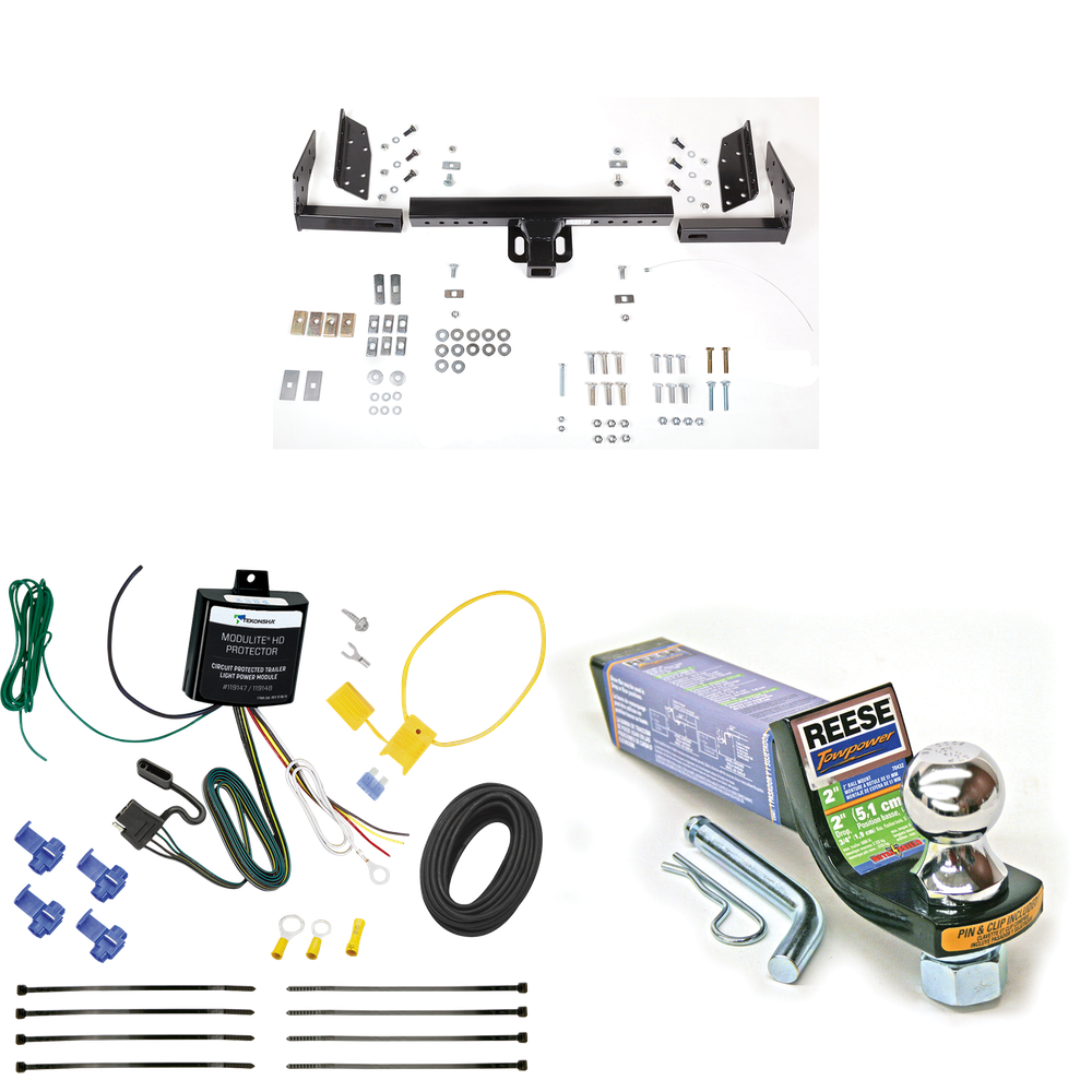 Se adapta al paquete de enganche de remolque Jeep Grand Cherokee 1993-1993 con cableado plano de 4 + kit de montaje de bola de inicio con caída de 2" y bola de 1-7/8" de Reese Towpower