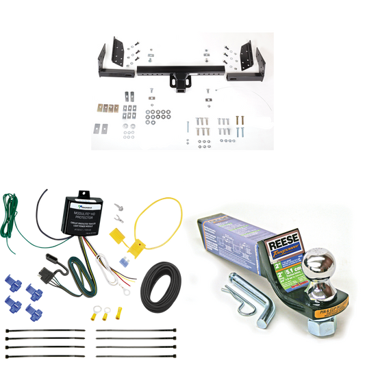 Se adapta al paquete de enganche de remolque Jeep Grand Cherokee 1993-1993 con cableado plano de 4 + kit de montaje de bola de inicio con caída de 2" y bola de 1-7/8" de Reese Towpower