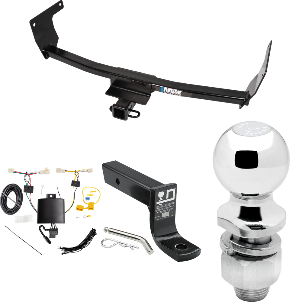 Fits 2019-2023 Toyota RAV4 Trailer Hitch Tow PKG w/ 4-Flat Wiring + Ball Mount w/ 4" Drop + 2" Ball By Reese Towpower