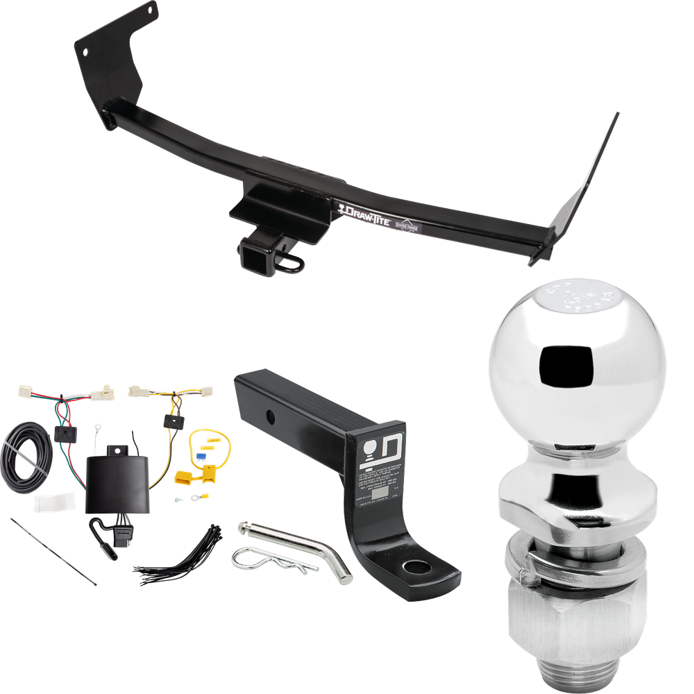 Fits 2019-2023 Toyota RAV4 Trailer Hitch Tow PKG w/ 4-Flat Wiring + Ball Mount w/ 4" Drop + 2" Ball By Draw-Tite