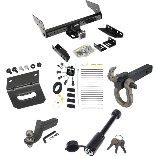 Fits 2004-2004 Ford Escape Trailer Hitch Tow PKG w/ 4-Flat Zero Contact "No Splice" Wiring + Interlock Tactical Starter Kit w/ 3-1/4" Drop & 2" Ball + Tactical Hook & Shackle Mount + Tactical Dogbone Lock + Wiring Bracket By Reese Towpower